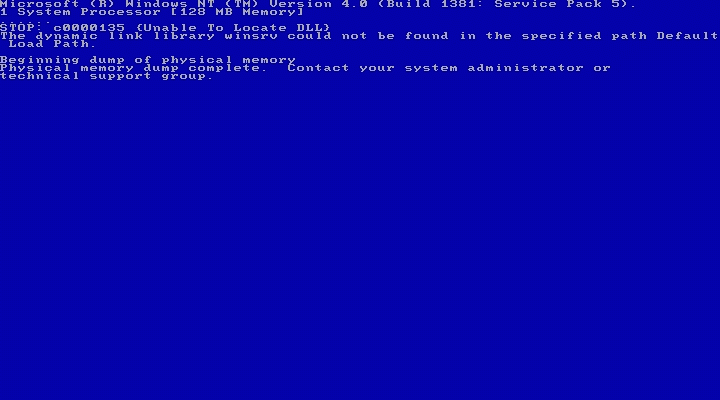 Blue Screen во время загрузки поврежденного файла реестра SOFTWARE (WinNT WS SP5). О проблемах с реестром нет ни слова!